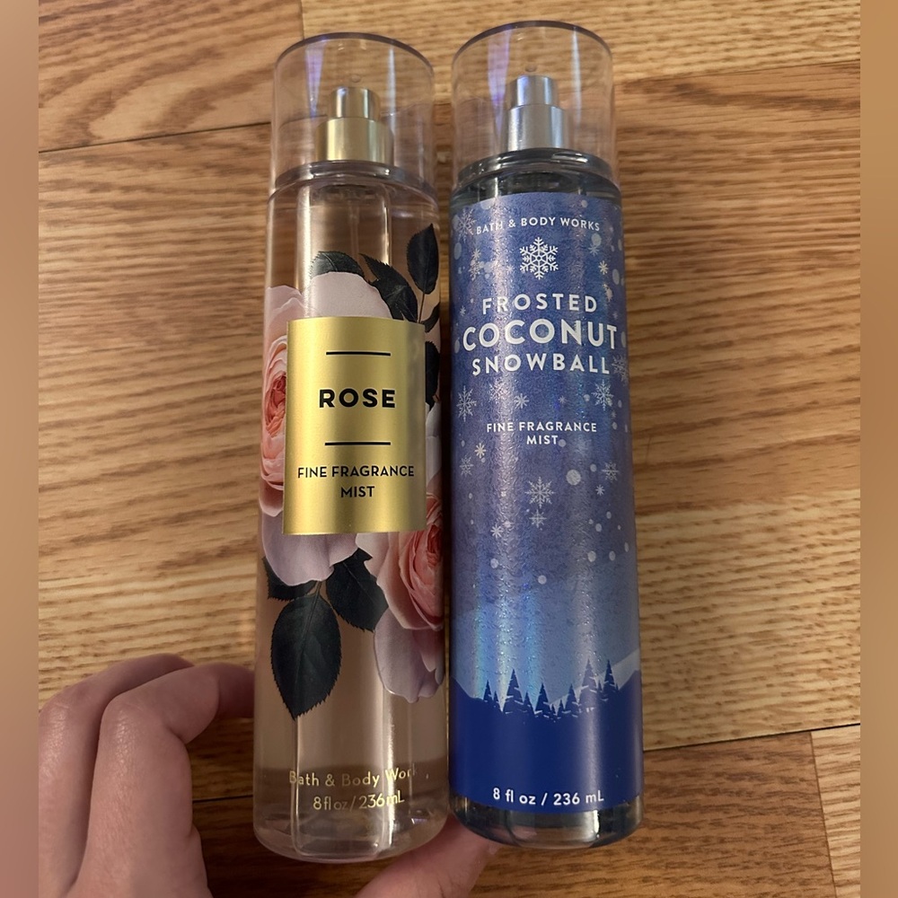 2 Bath and Body Works Perfume’s Rose and Frosted Coconut Snowball